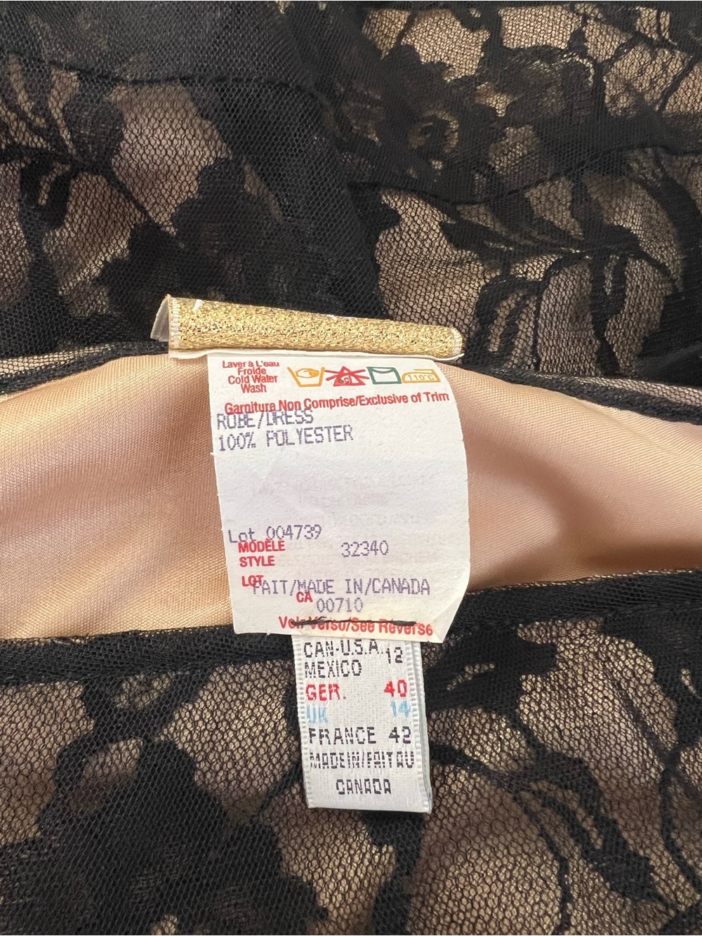 Joseph Ribkoff Black Lace and Nude Lined Maxi Dress - Picture 5 of 6